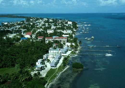 Touristic attractions of Belize : Caye Caulker limestone coral island