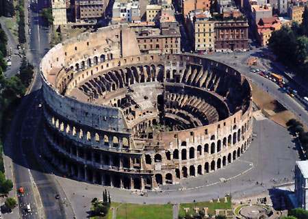 Touristic attractions of Europe : The Colosseum, Rome, Italy